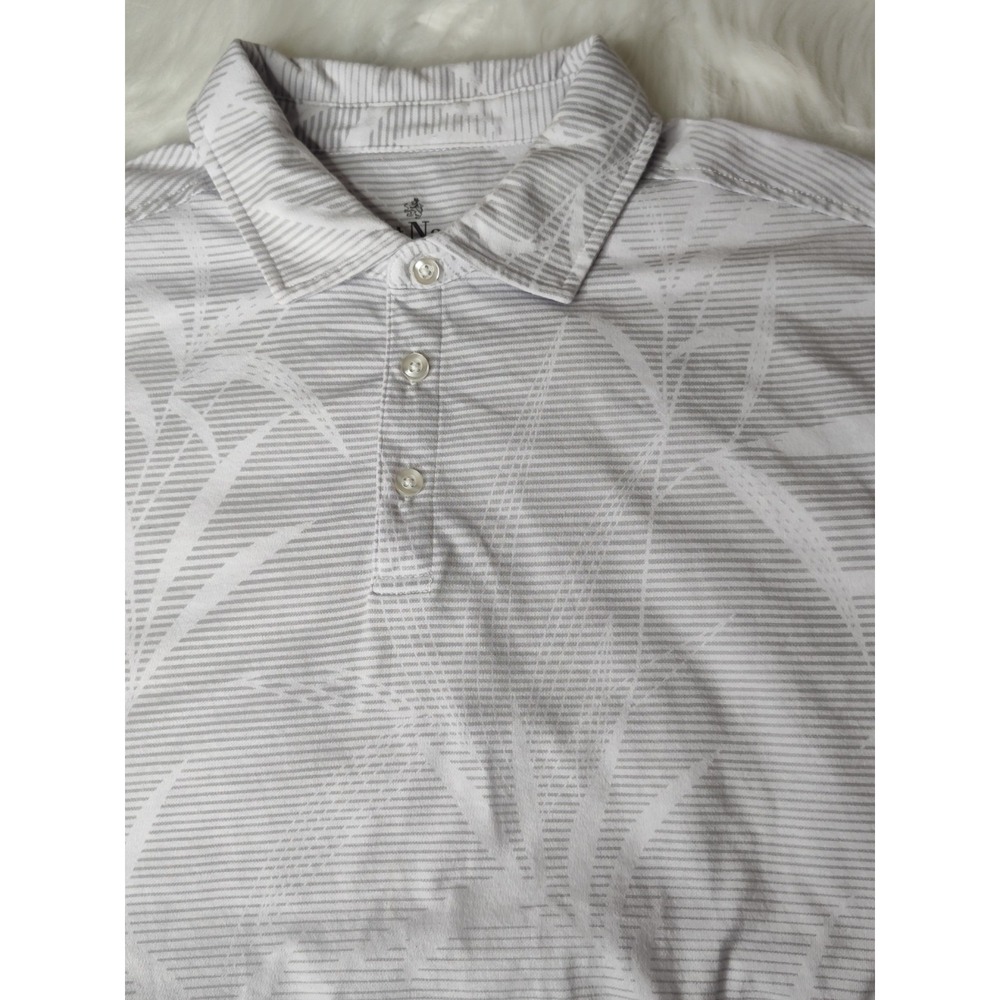 Nat Nast Gray Sawgrass Print Short Sleeve Polo Shirt Mens L‎ Luxury Originals